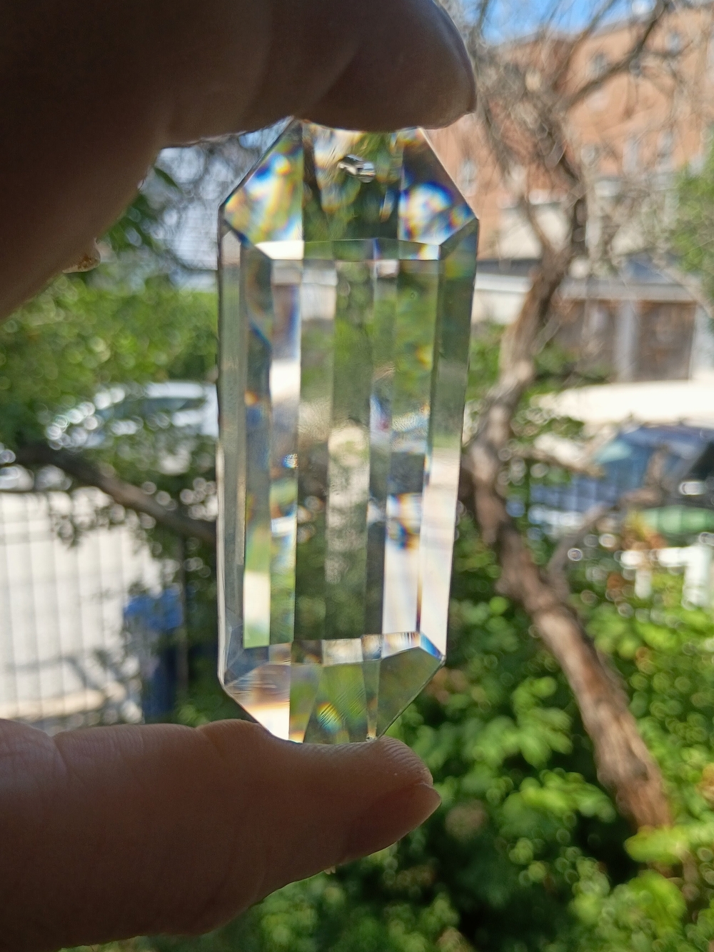 Crystal Prism Pendant - Clear Glass Home Accent 2-pack